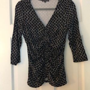 Black and white patterned blouse